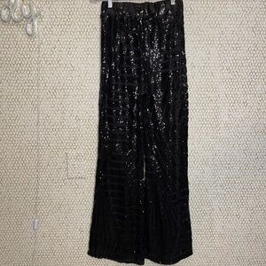 NWOT UOIGHF Black Sequin High-Rise Flare Statement Pants Size M